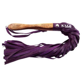 Rouge Garments Wooden Handled Purple Leather Flogger - Adult Planet - Online Sex Toys Shop UK
